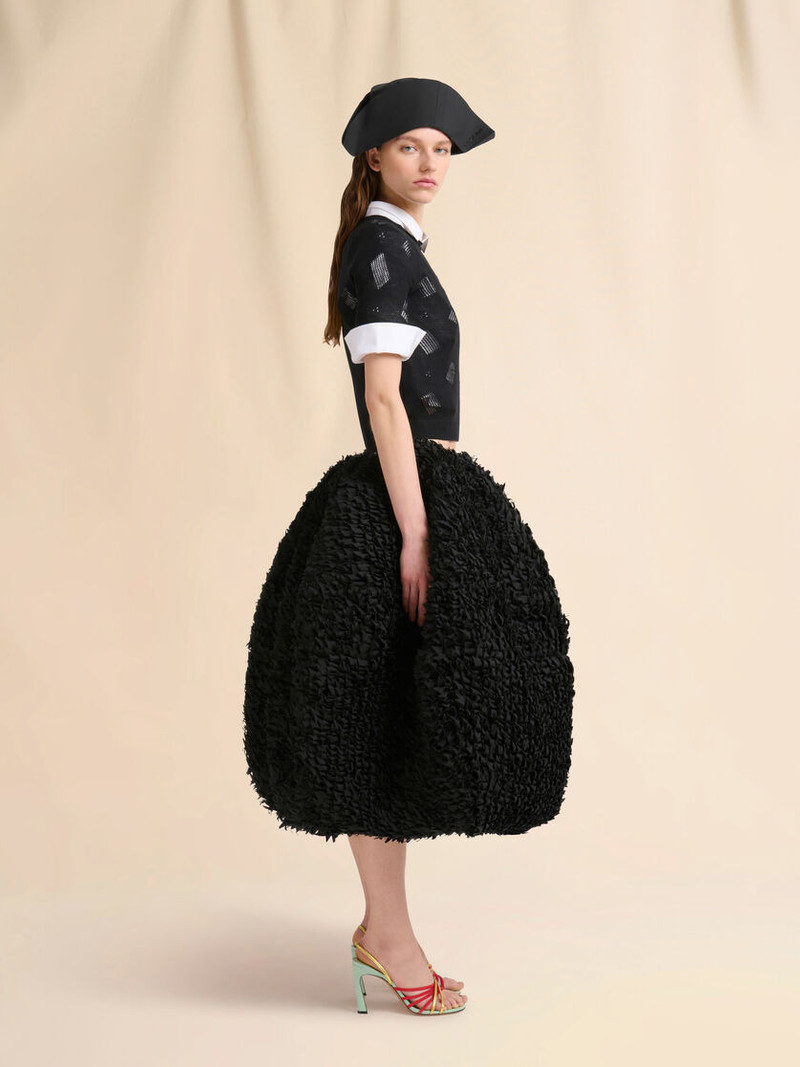 BLACK WOOL-SILK KNIT OPENWORK TOP 5