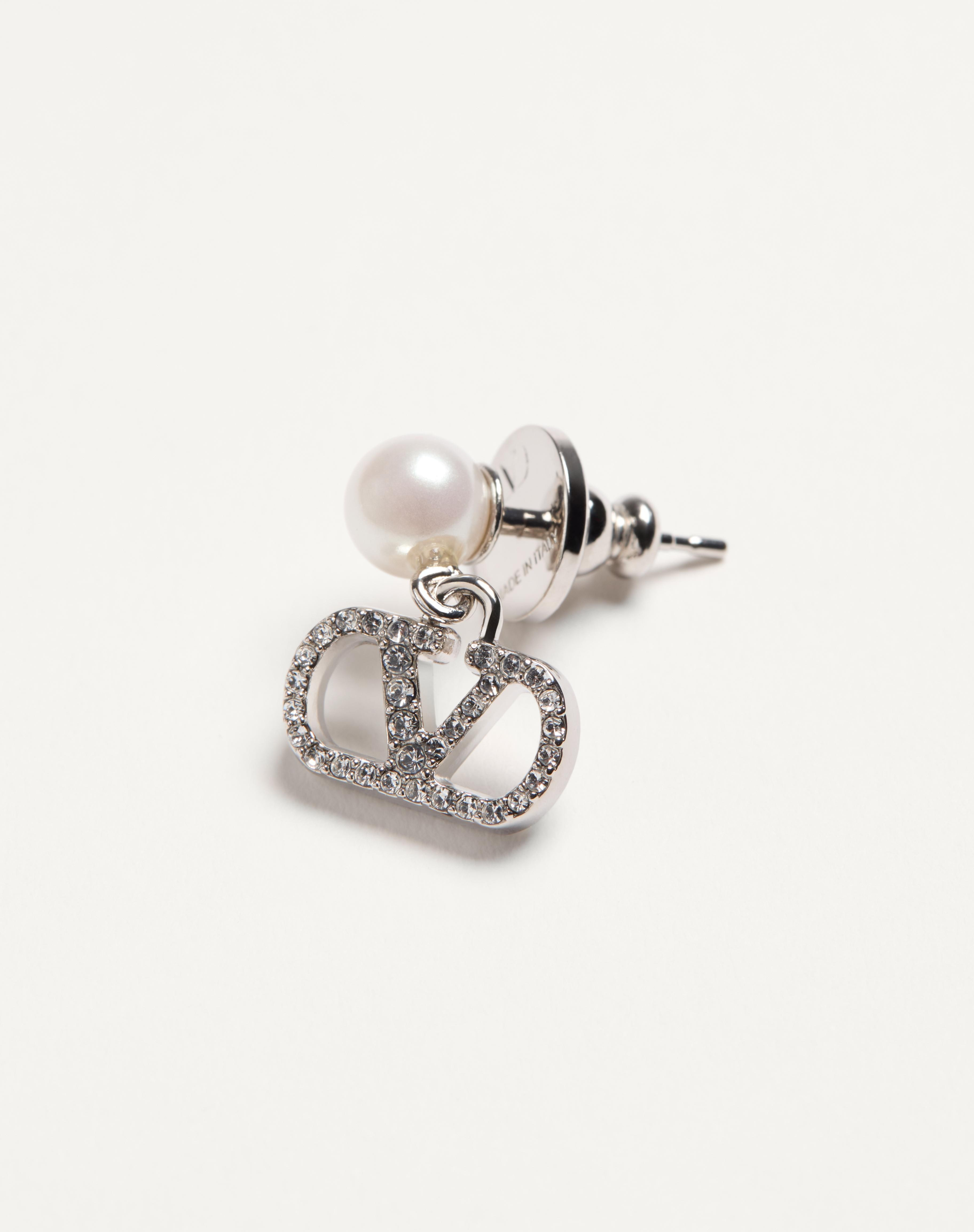 VLOGO SIGNATURE EARRINGS IN METAL, PEARL AND SWAROVSKI® CRYSTALS - 4