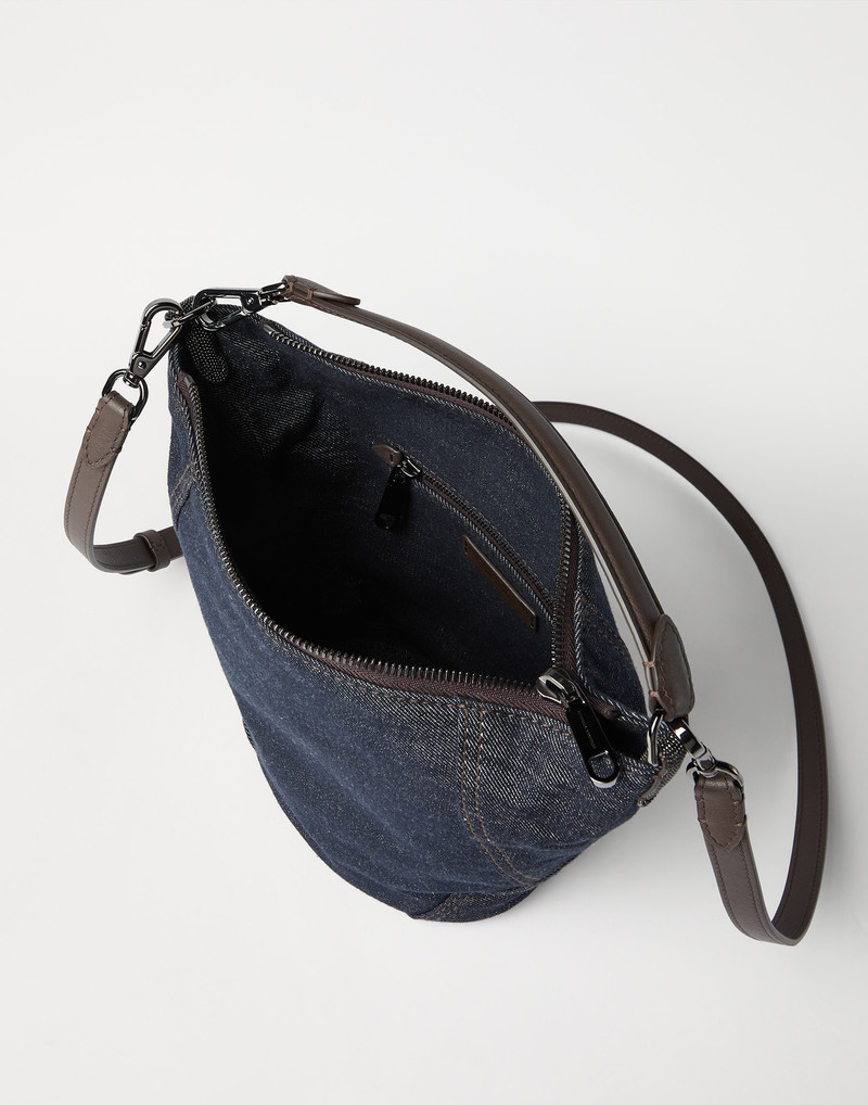 BC Duo small bucket bag in cotton denim-effect twill with monili 5