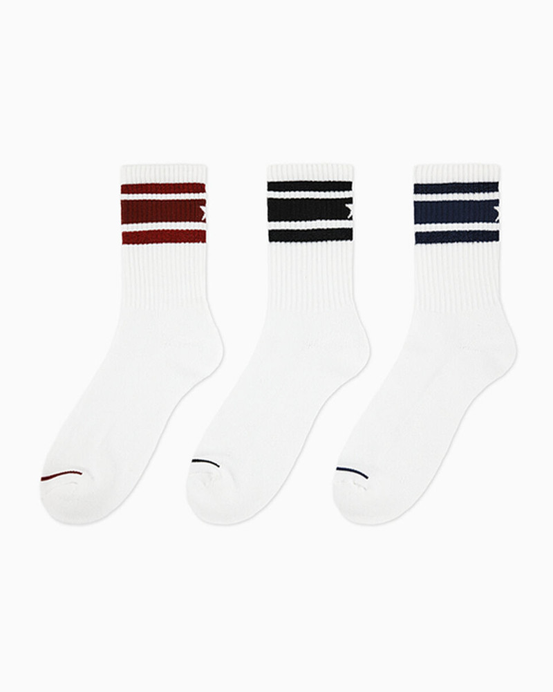 3-Pack High Shine Stripe Half Crew Socks 1