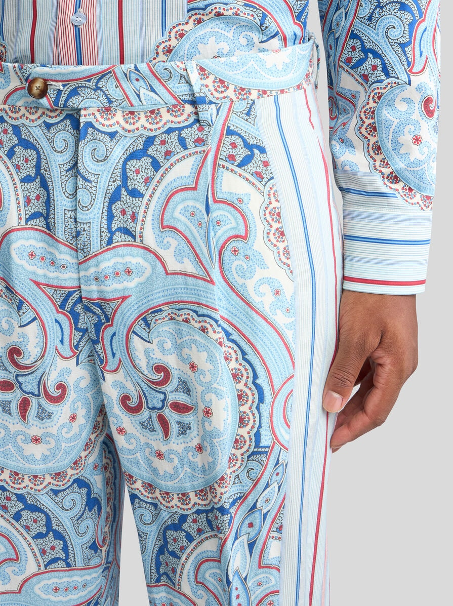 PRINTED LINEN-BLEND TROUSERS - 3