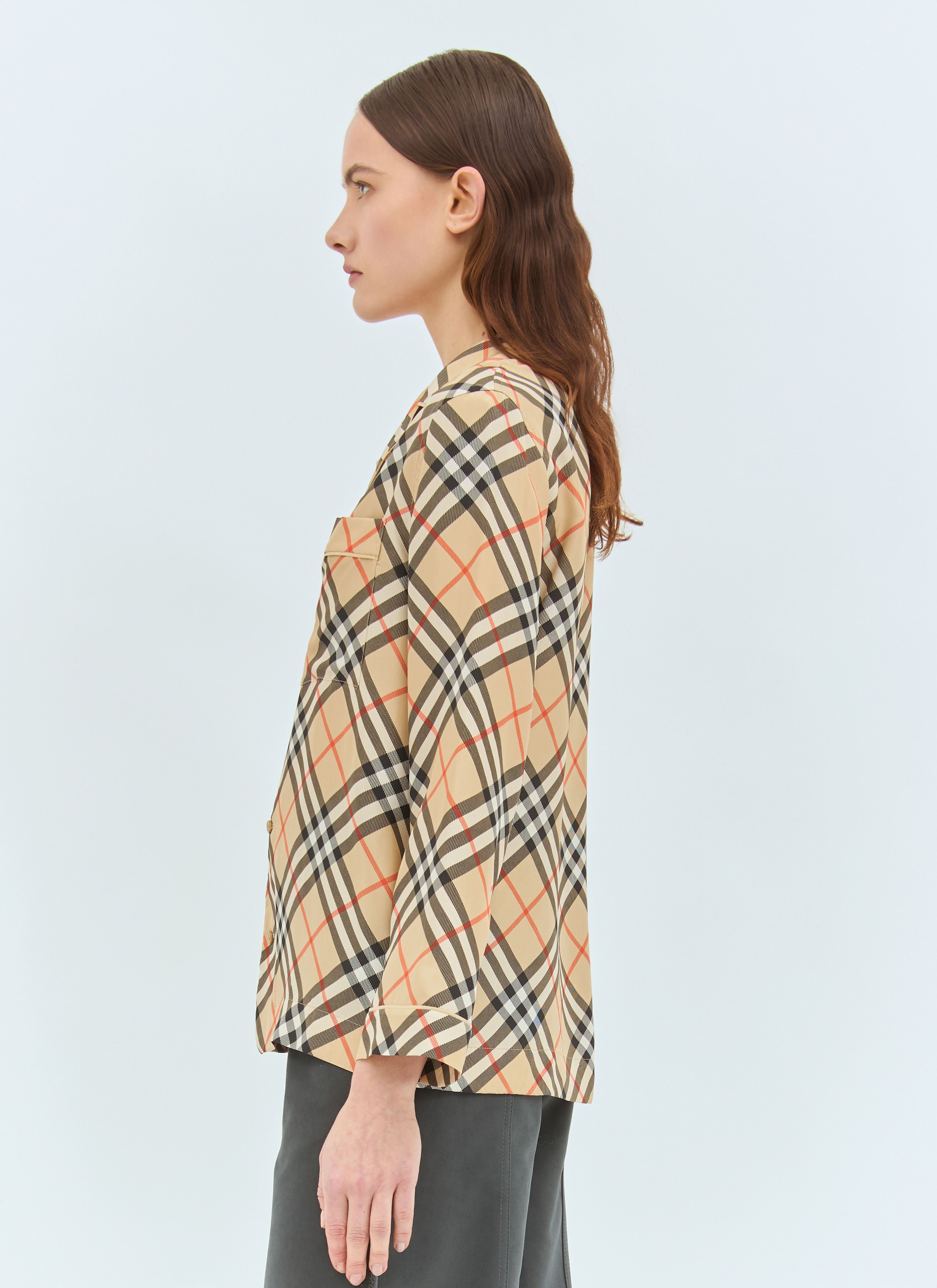 Check Silk Pyjama Shirt - 4