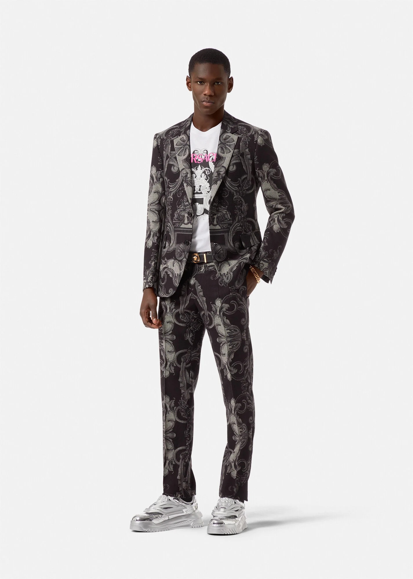 Silver Baroque Wool Trousers - 2