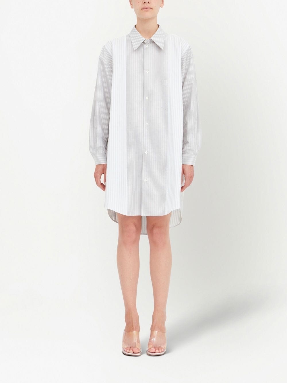 panelled pinstripe shirt dress - 2