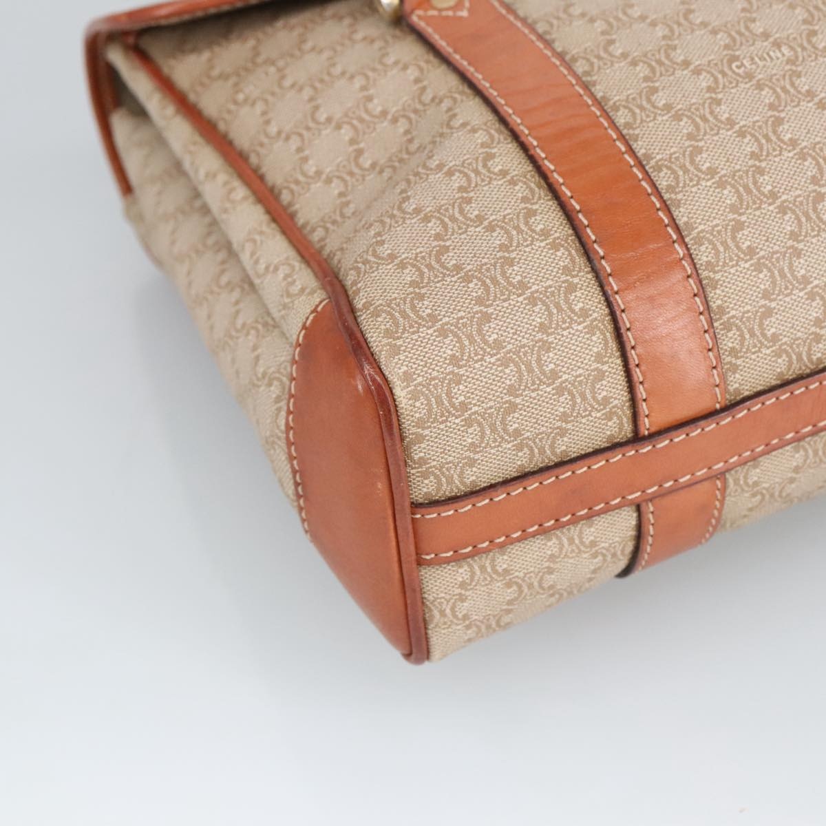 CELINE Macadam Canvas Hand Bag Beige Gold - 14