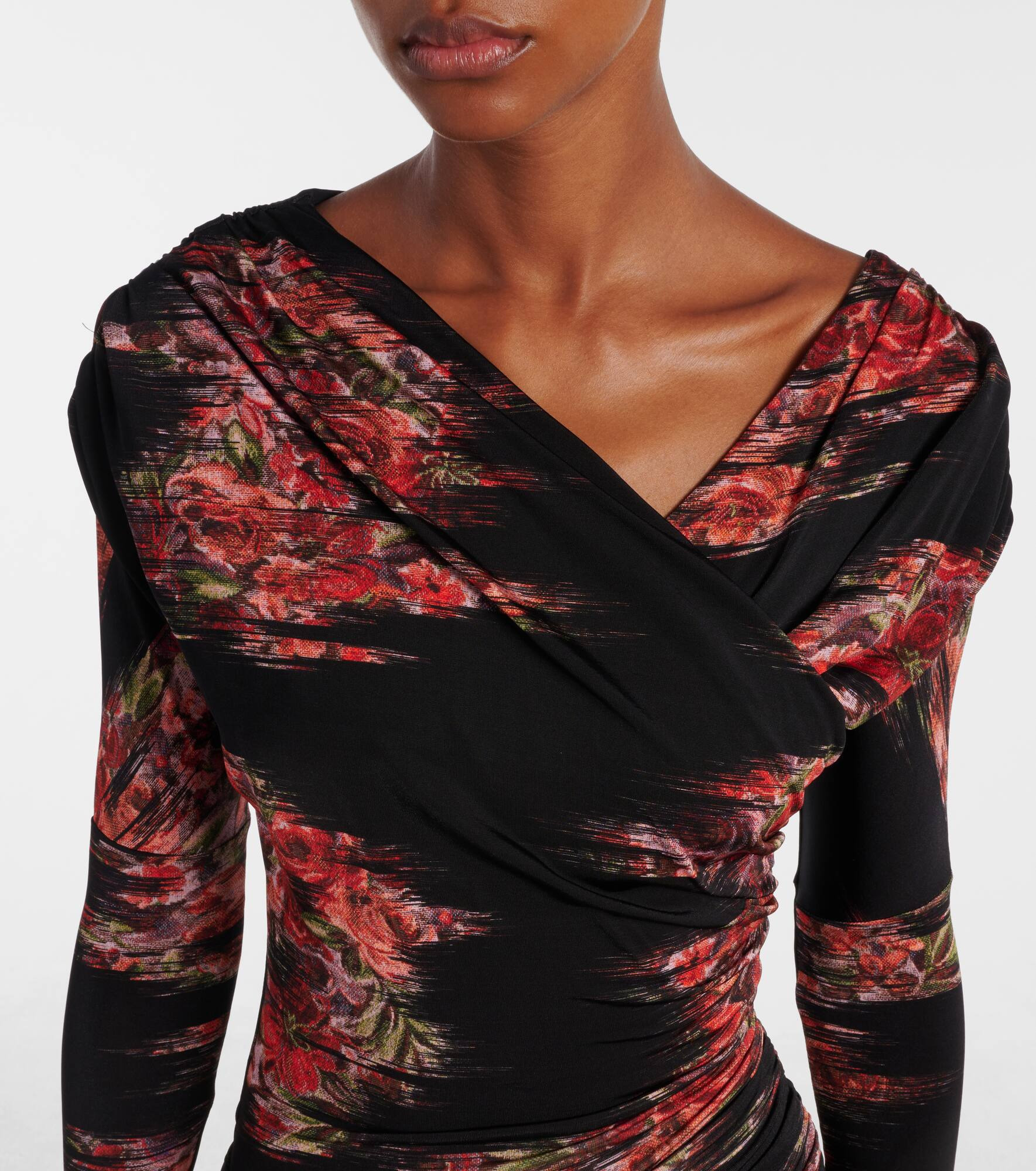 Floral ruched jersey maxi dress - 4