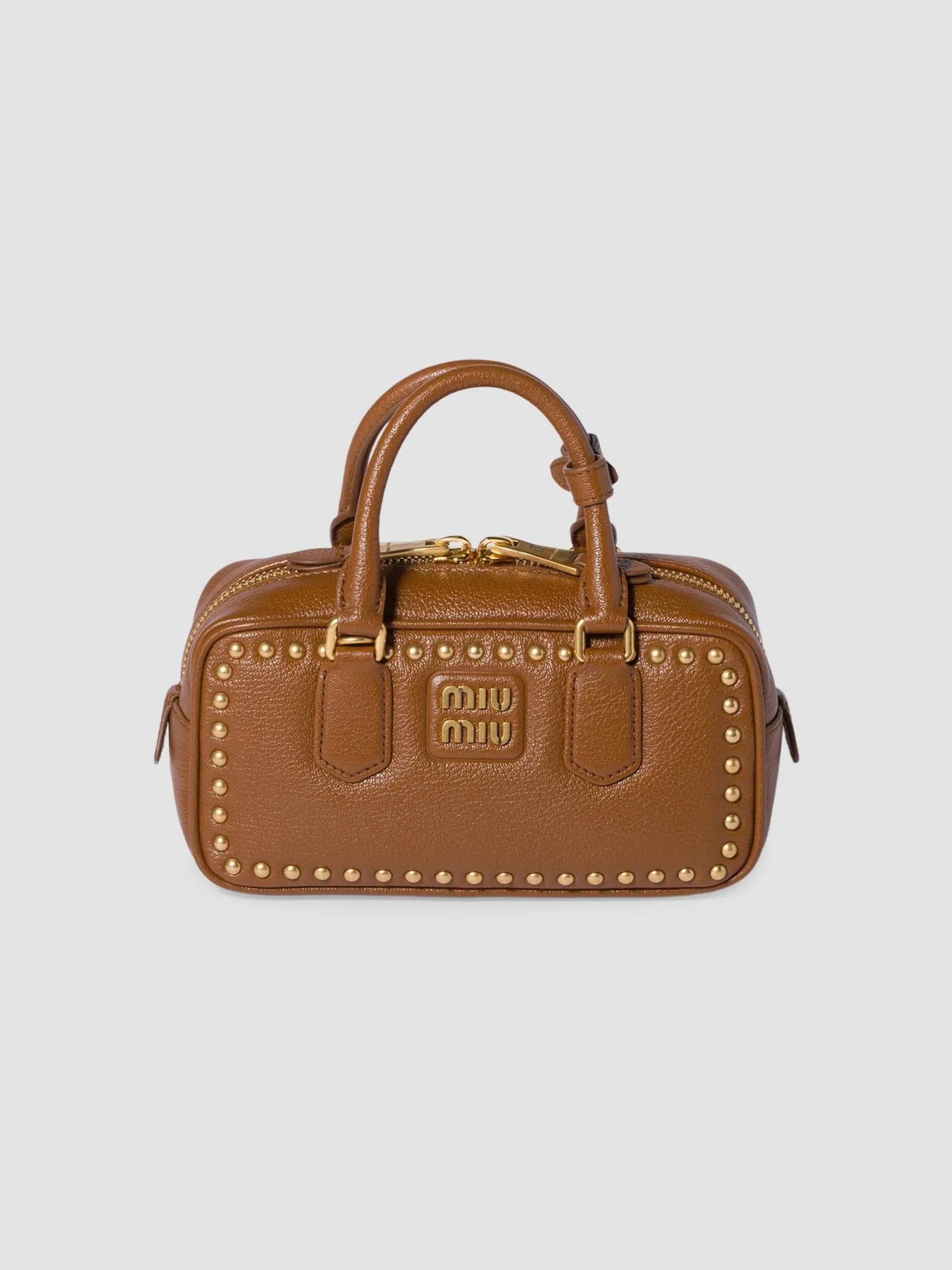 Women's Arcadie Studded Leather Top Handle Bag - Brown - 1