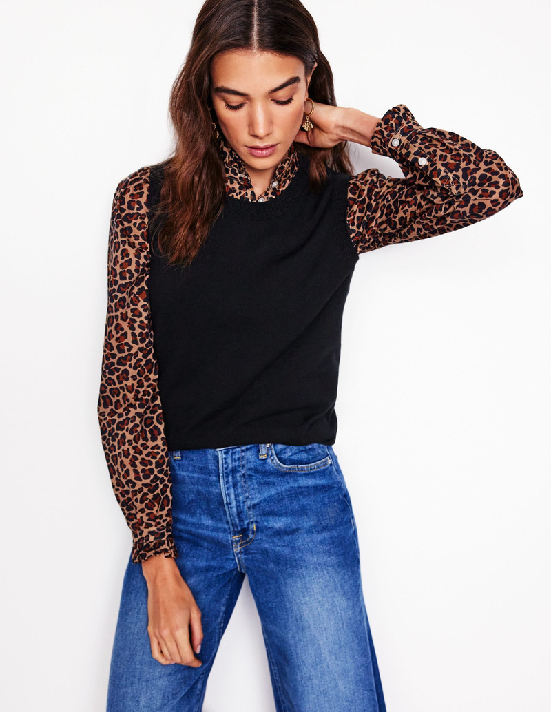 Emilia Cotton Crew Neck Vest-Black 6