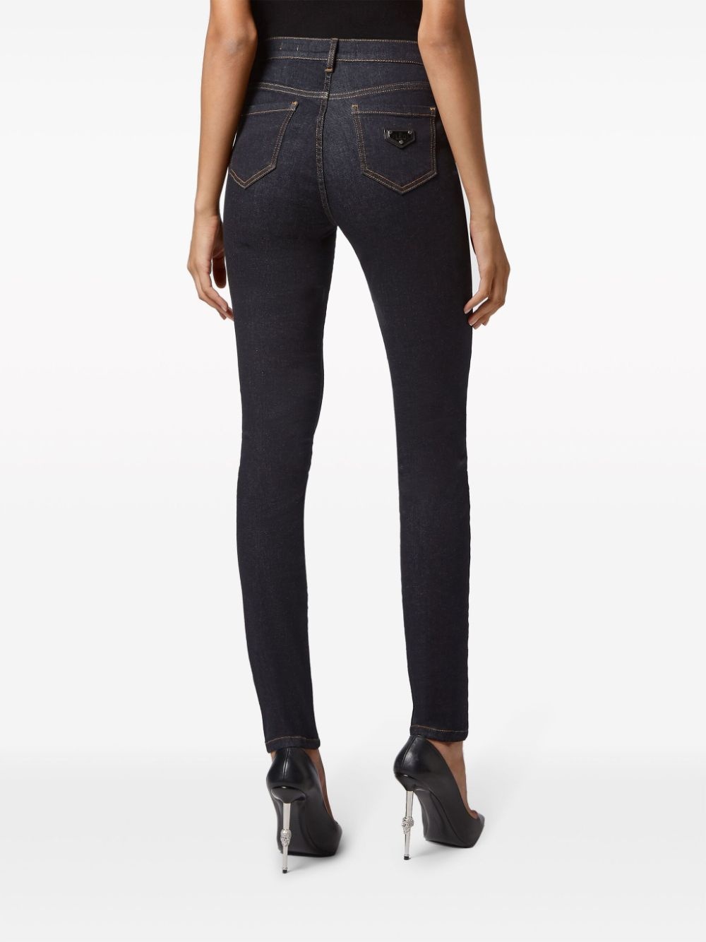 logo-plaque stretch-cotton skinny jeans - 4