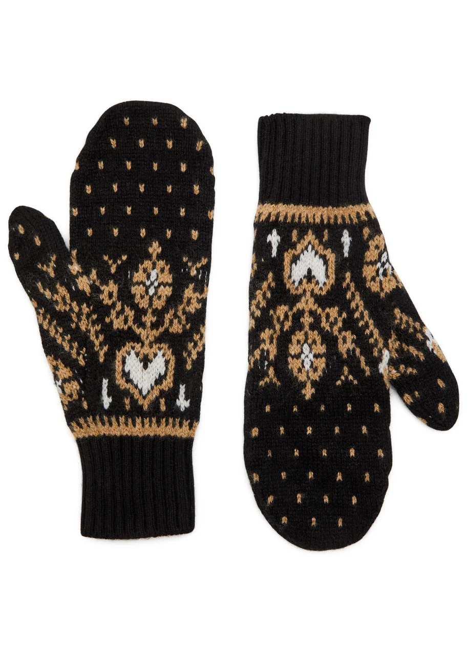 Khaite Christel Fair Isle Cashmere Mittens - 1