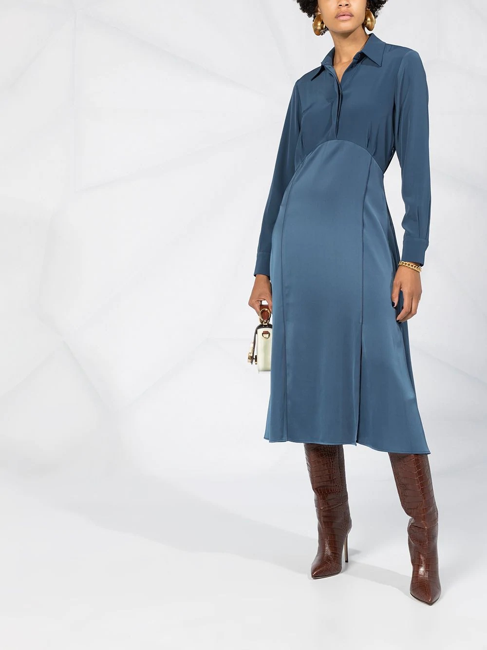 button-front midi shirt dress - 2