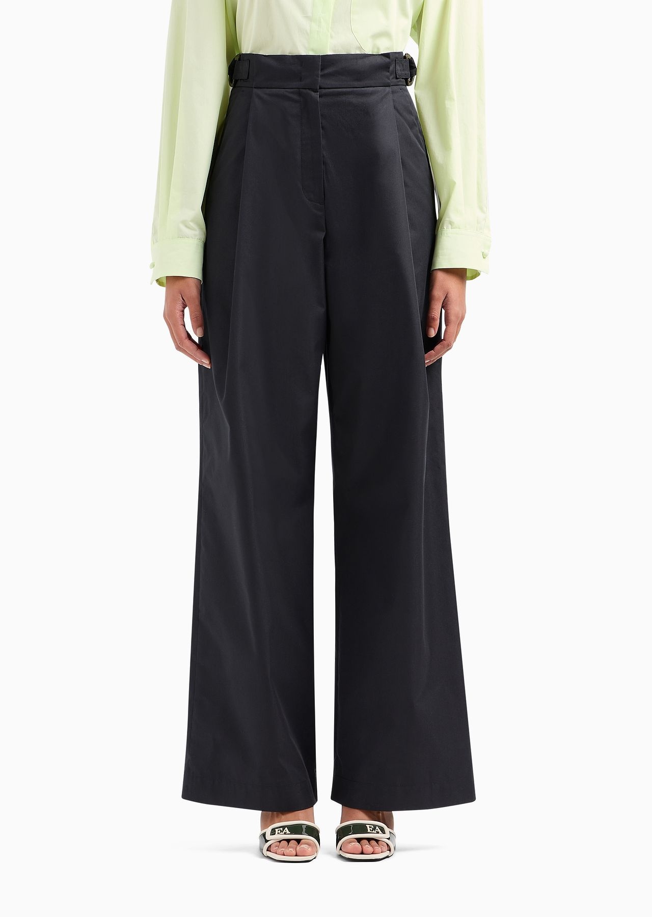 High-rise cotton-blend palazzo trousers - 2