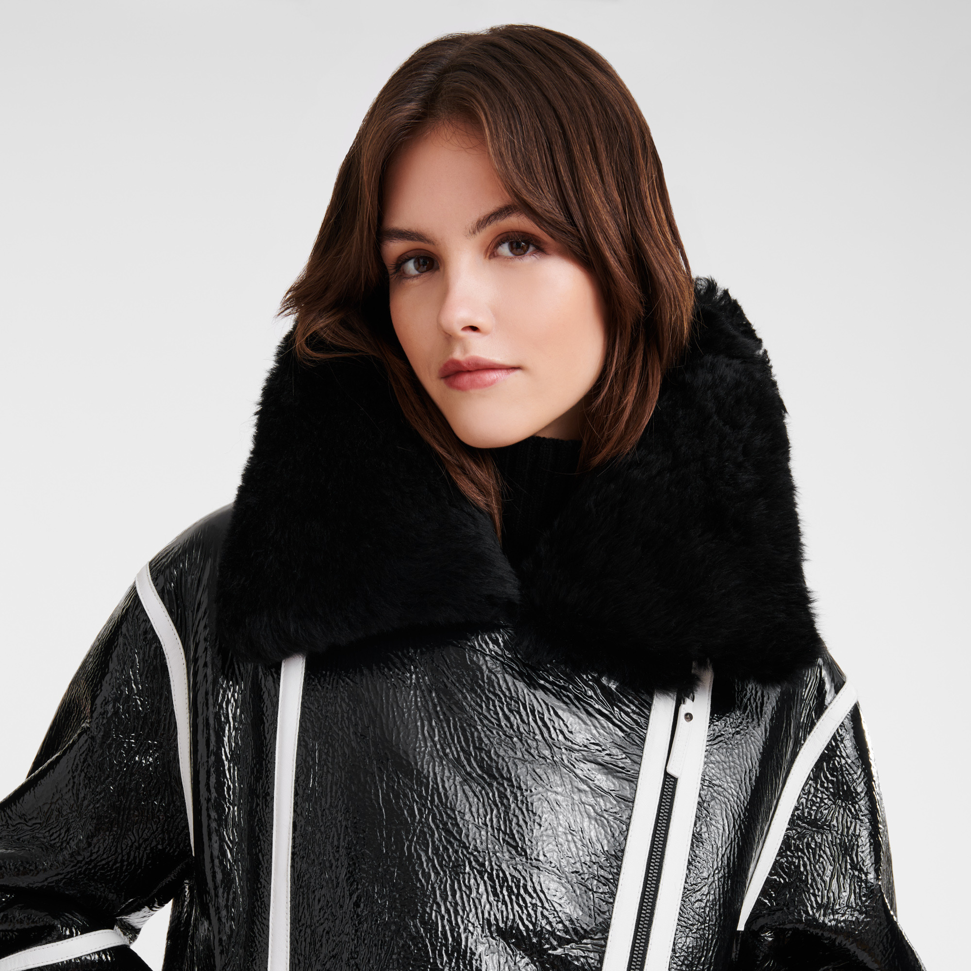 Glossy leather blouson Black - Leather - 4