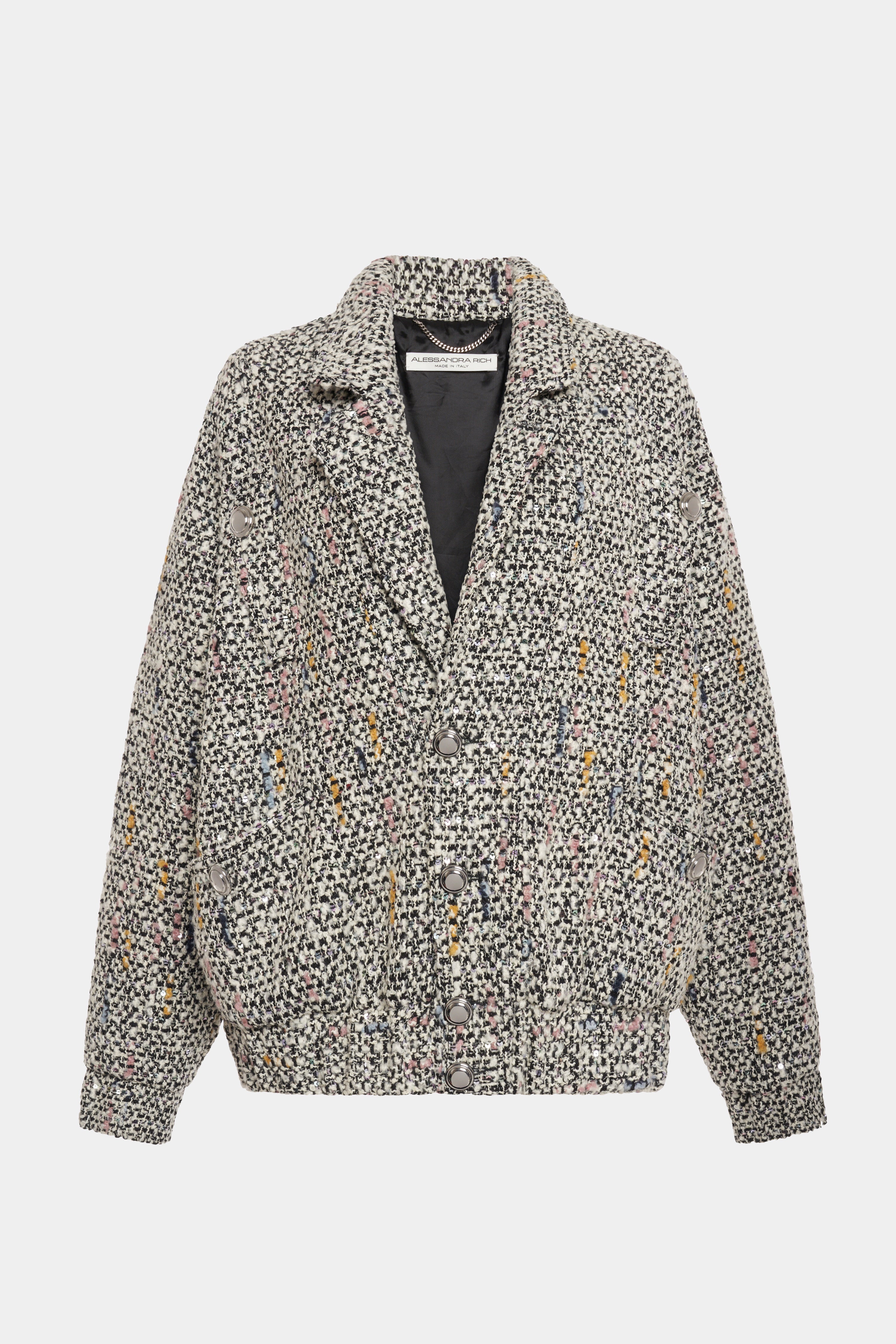 SEQUIN TWEED OVERSIZED BOMBER - 1