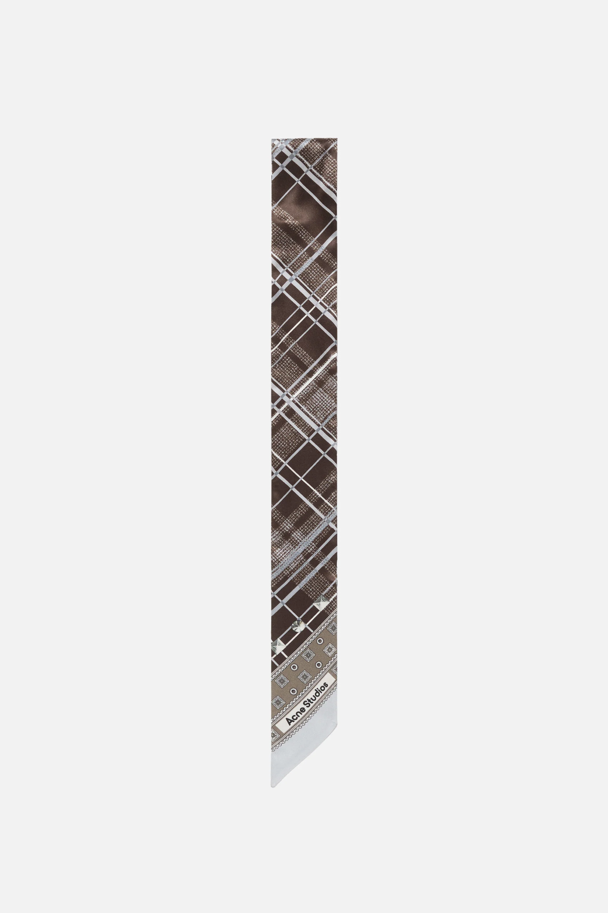 Skinny silk scarf - Grey/brown - 1