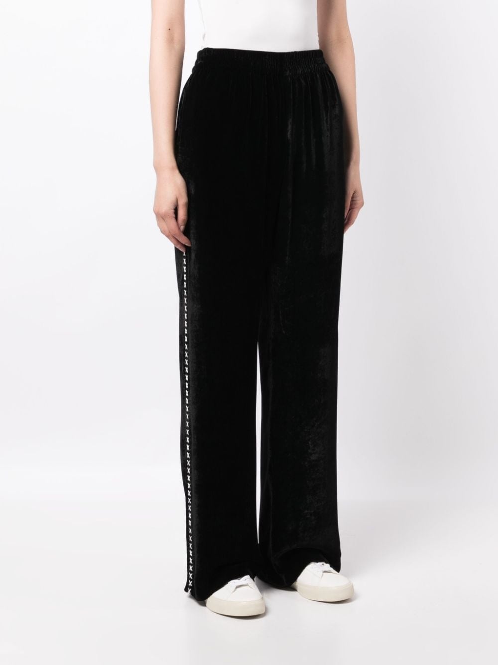 cross-print velvet-finish track pants - 3