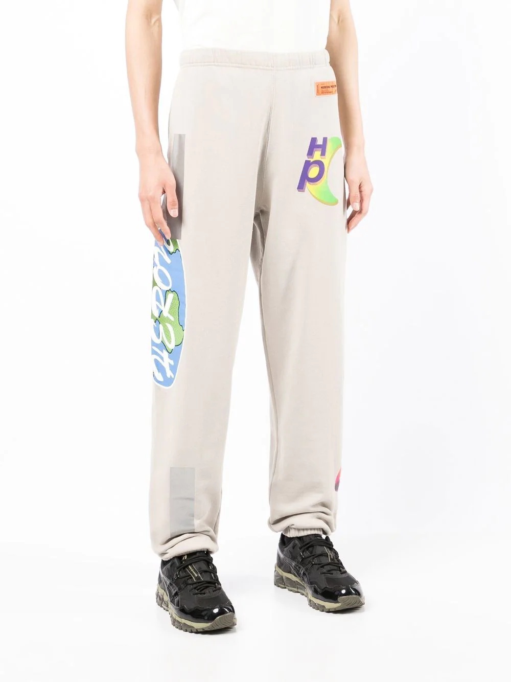 Global-print cotton track pants - 3