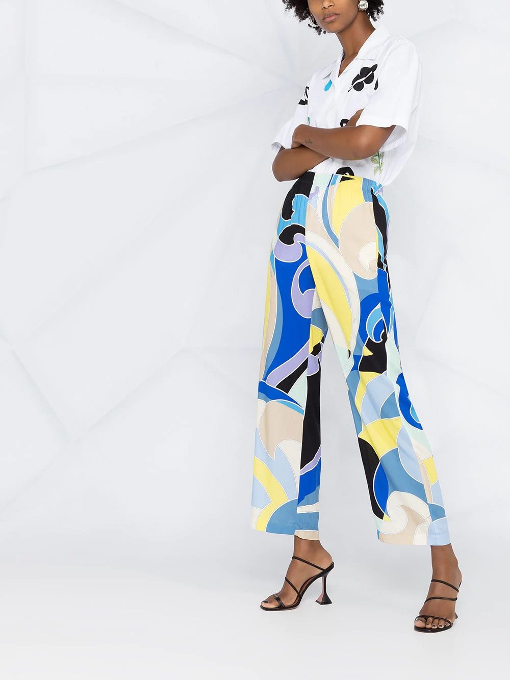 abstract-print relaxed trousers - 6