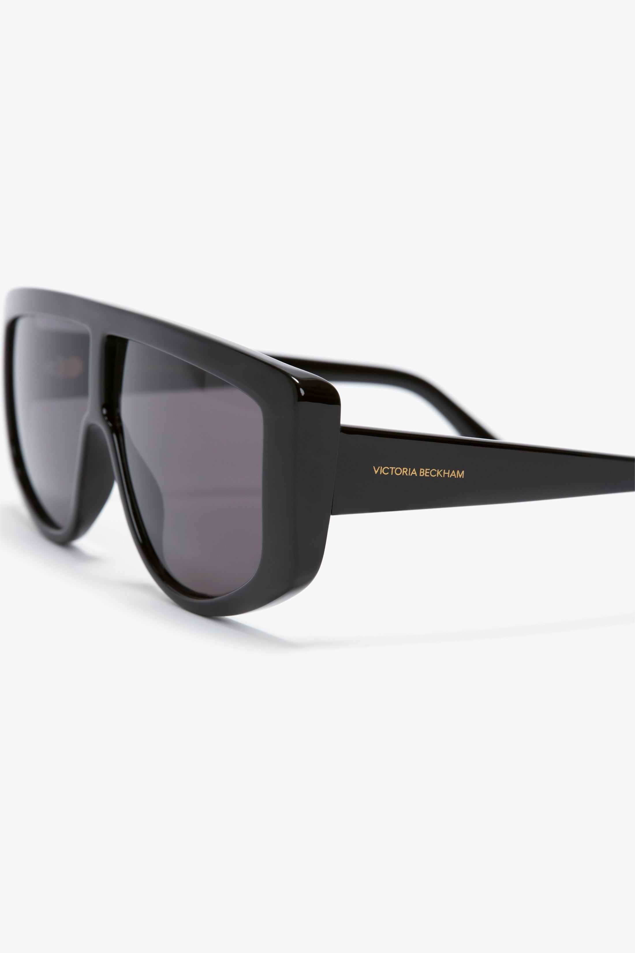 Acetate Visor Sunglasses In Black - 4
