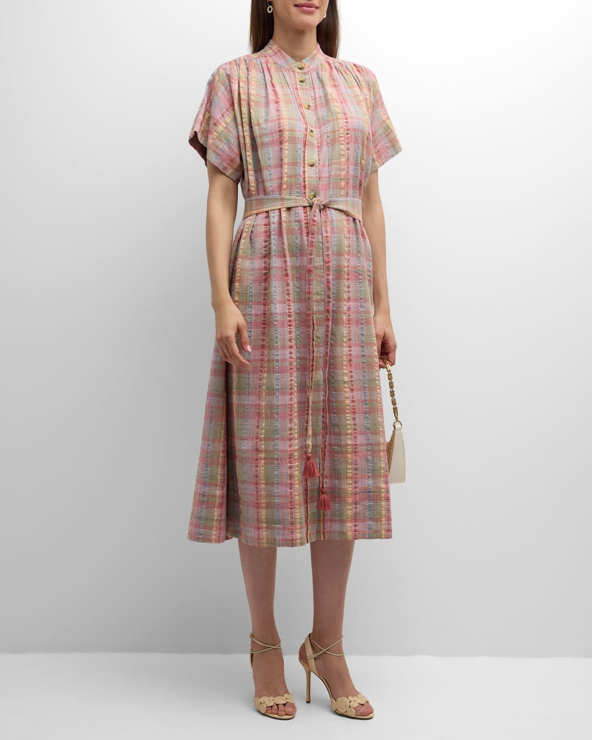 Ciao Metallic Plaid-Print Midi Dress - 3