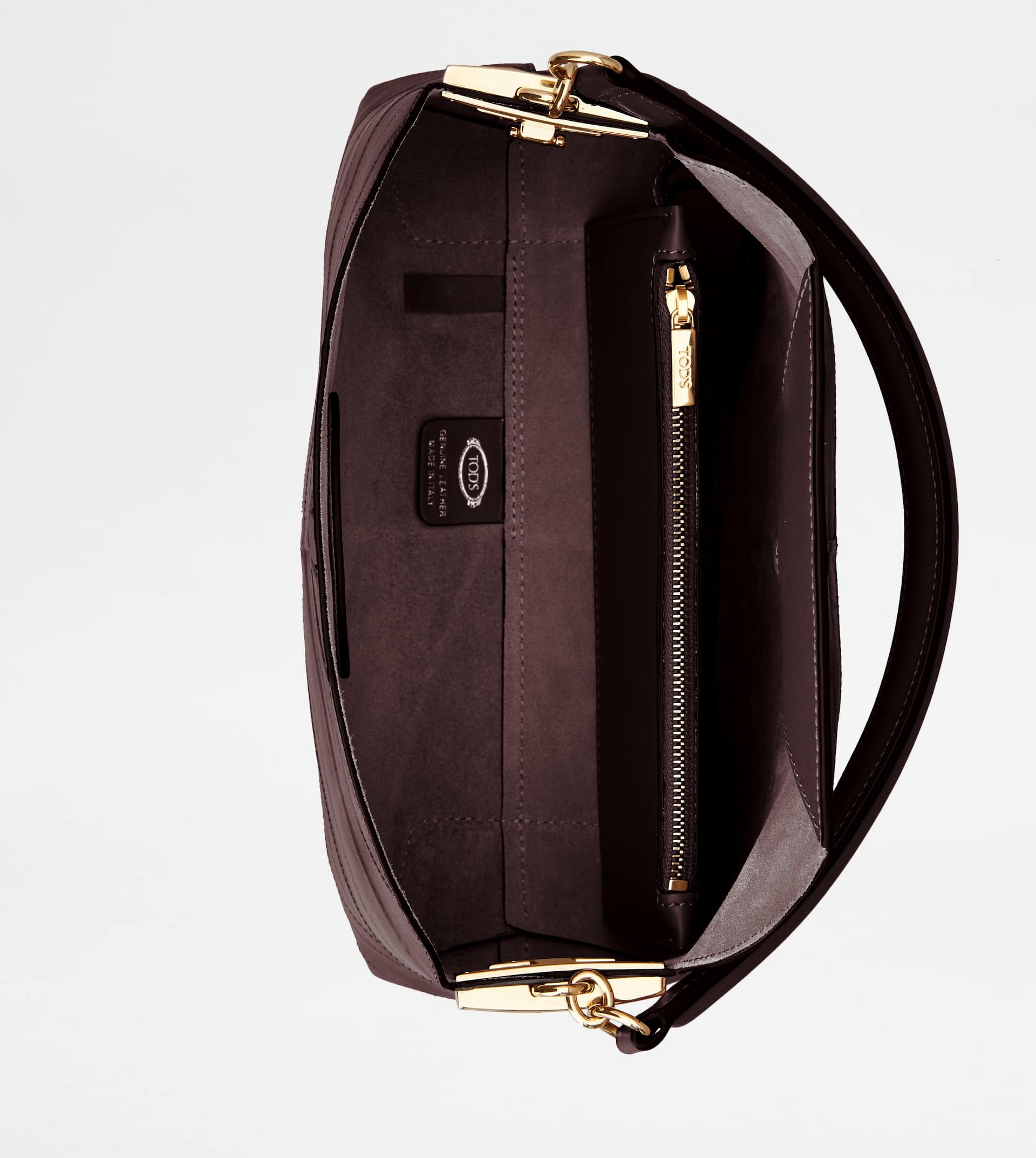 TOD'S T CASE SHOULDER BAG IN EEL LEATHER MINI - BROWN - 4