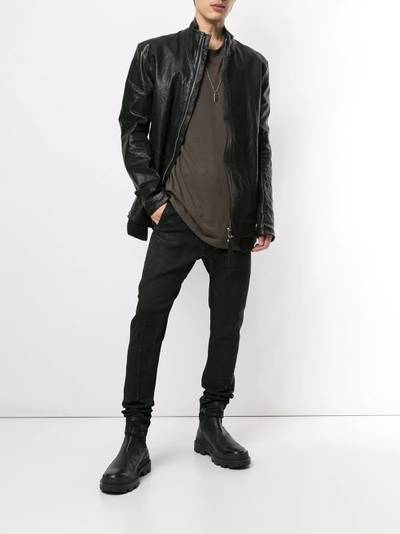 Boris Bidjan Saberi mesh-panel layered leather jacket outlook