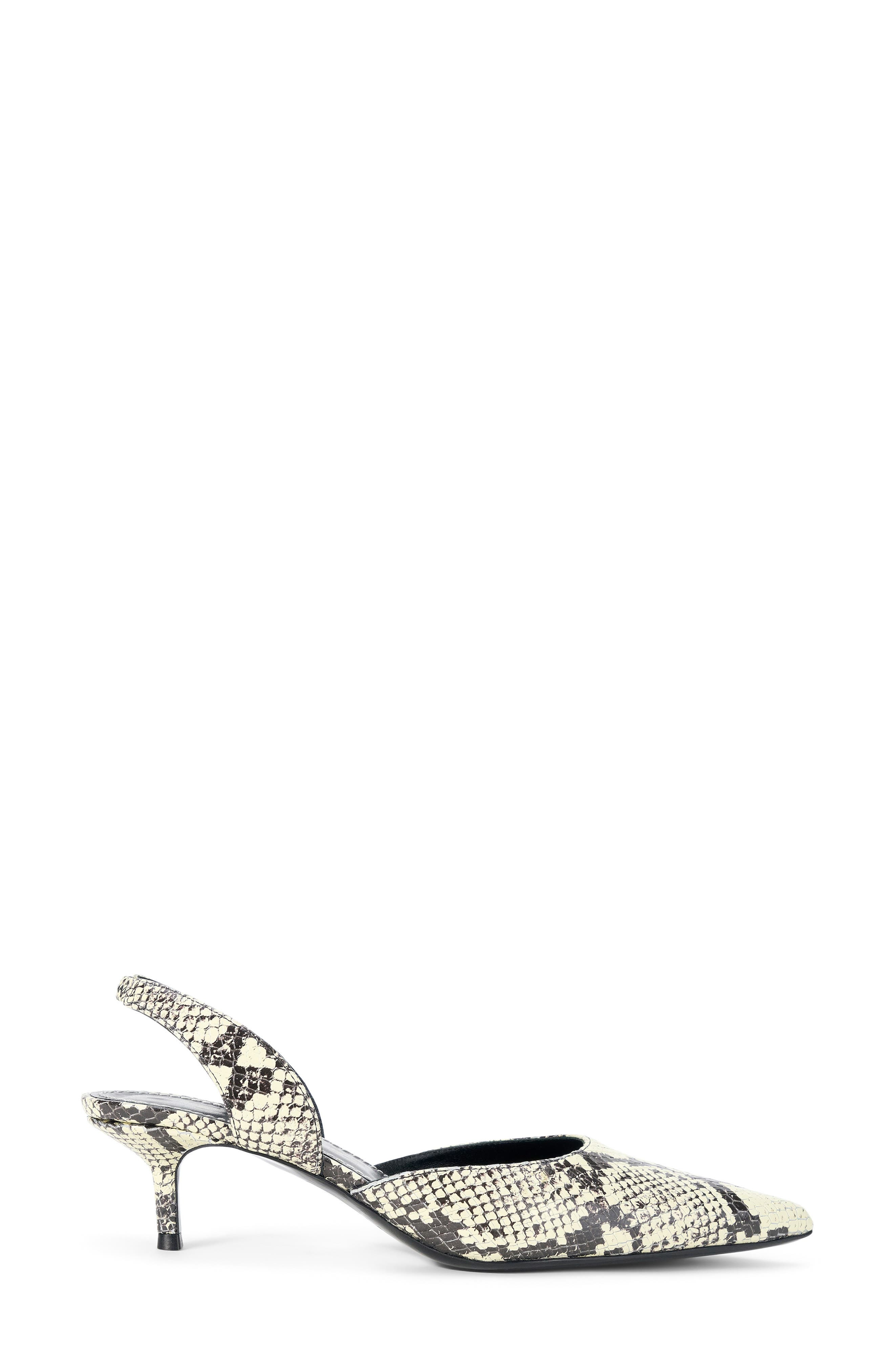 STAUD Sebastian Slingback Pointed Toe Kitten Heel Pump in White Snake at Nordstrom - 3