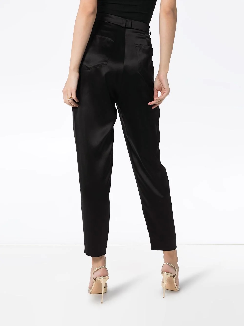 tapered silk-satin trousers - 4