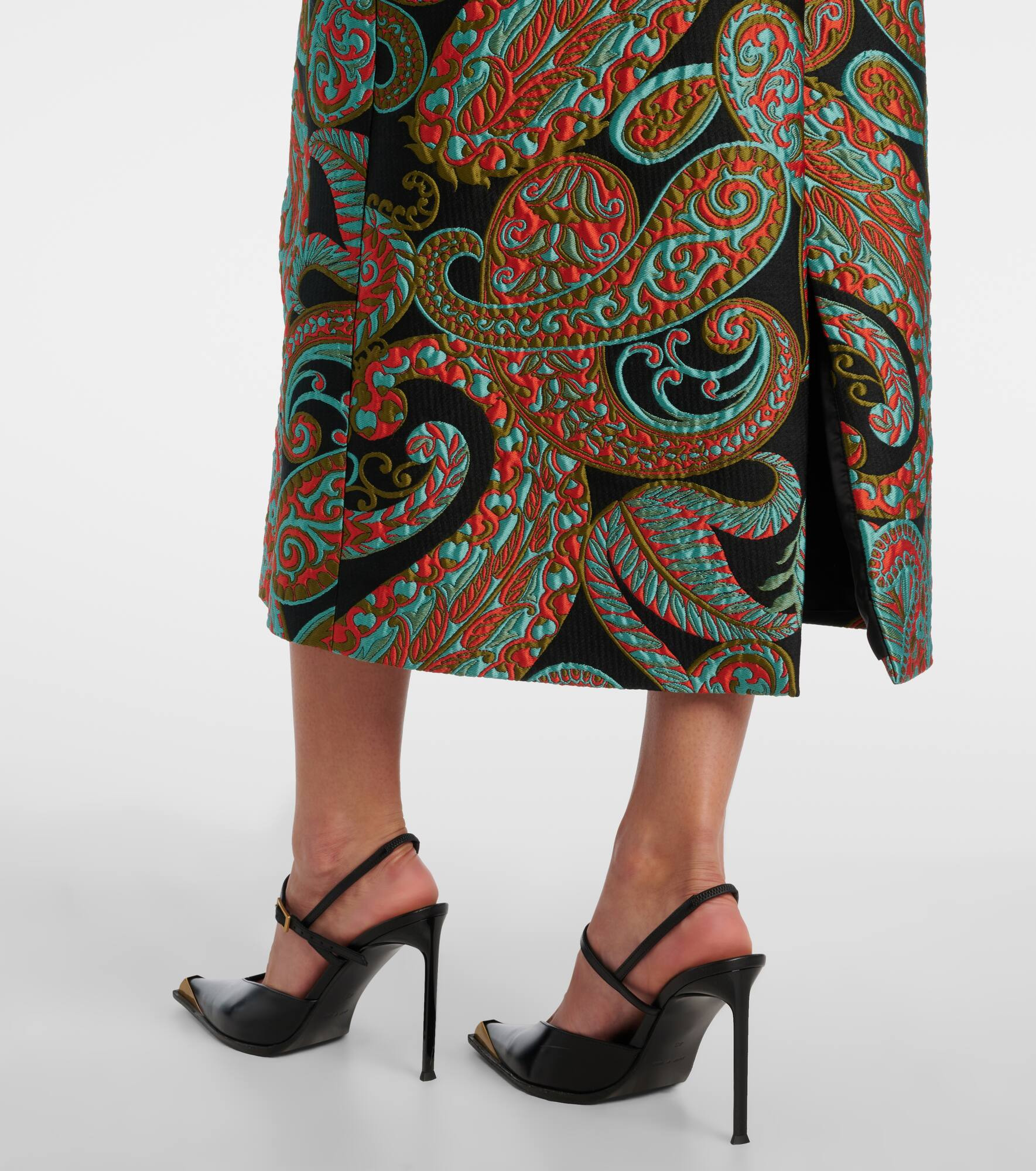 Paisley jacquard midi skirt - 5