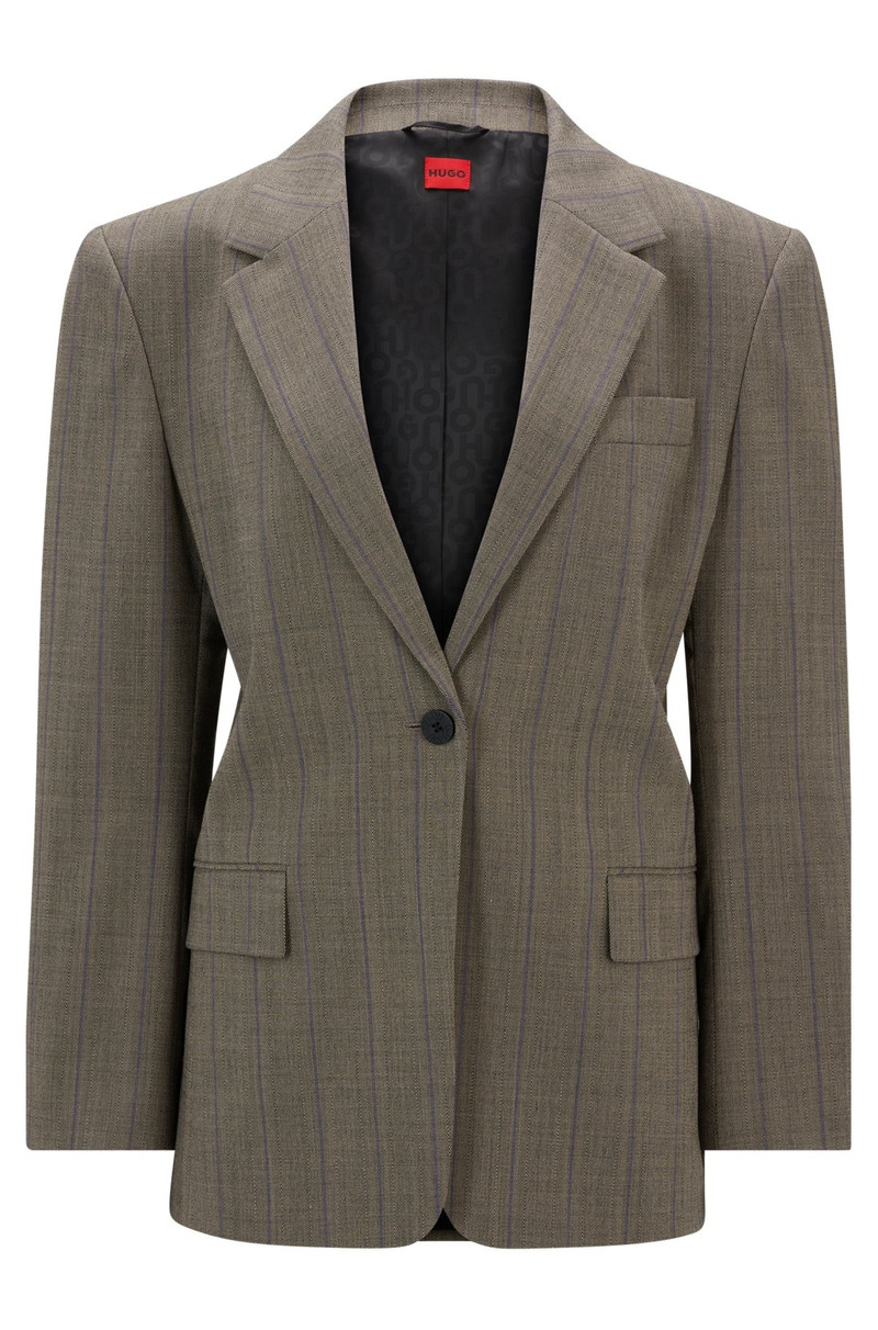 OVERSIZE-FIT JACKET IN STRIPED STRETCH FABRIC - 1