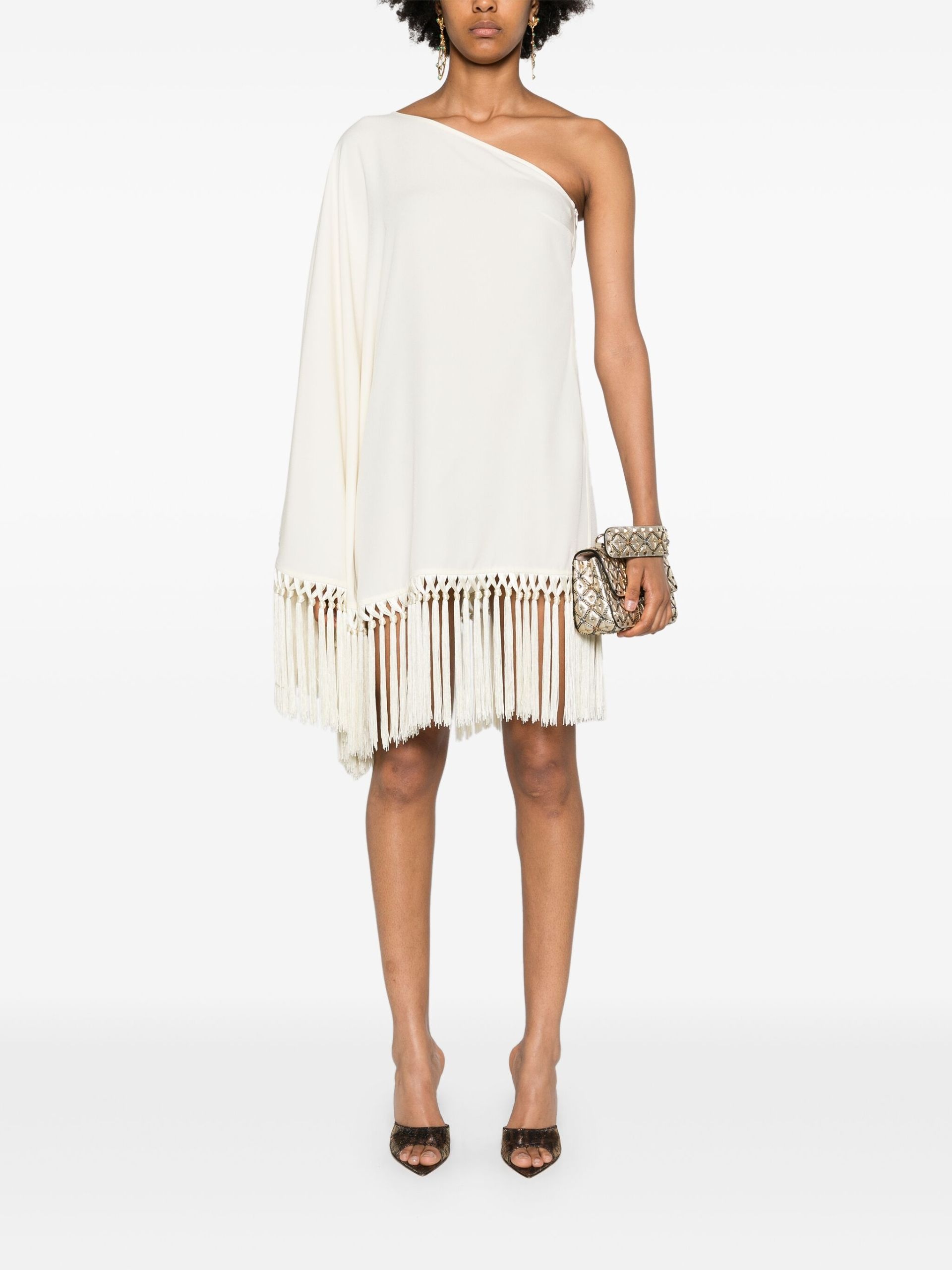 White Arno Fringed Mini Dress - 2