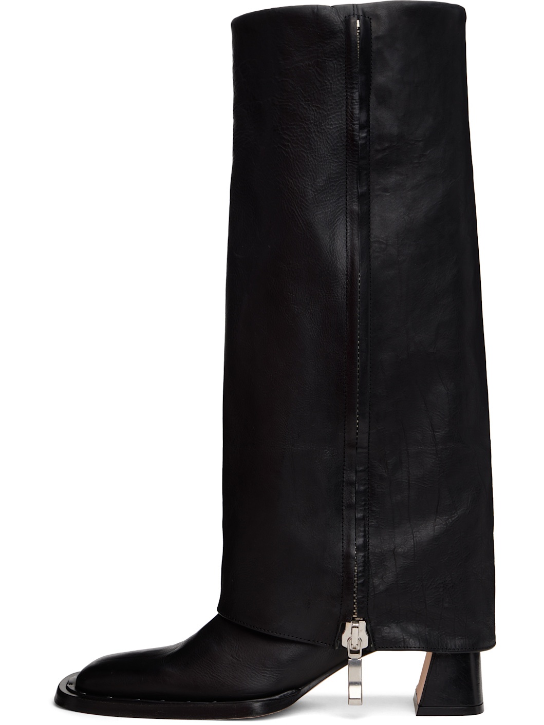 Black Bellamy Fold Over Tall Boots - 3