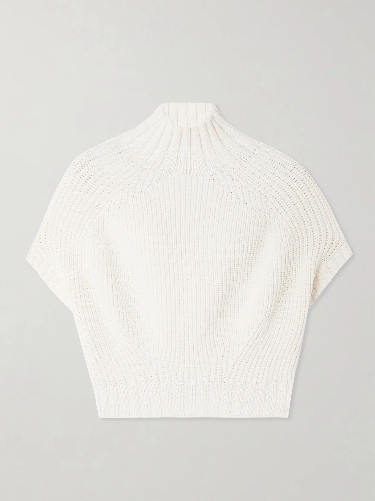 Balloon Cropped Ribbed Cotton-blend Sweater - 1