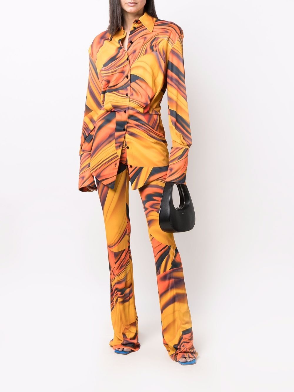 abstract-print flared trousers - 2