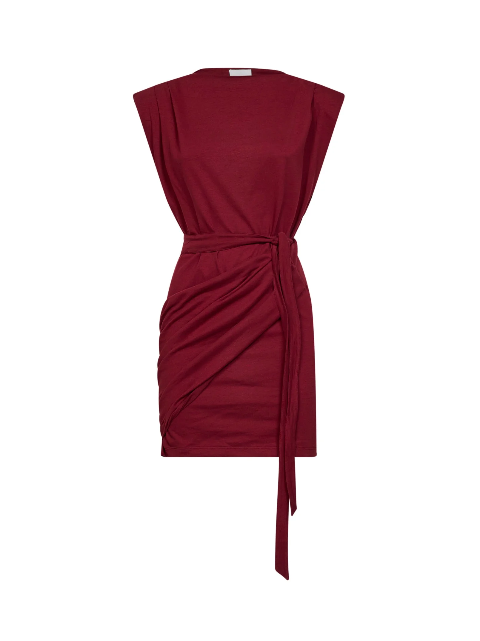 Dark burgundy jersey Marielle draped mini dress - 1
