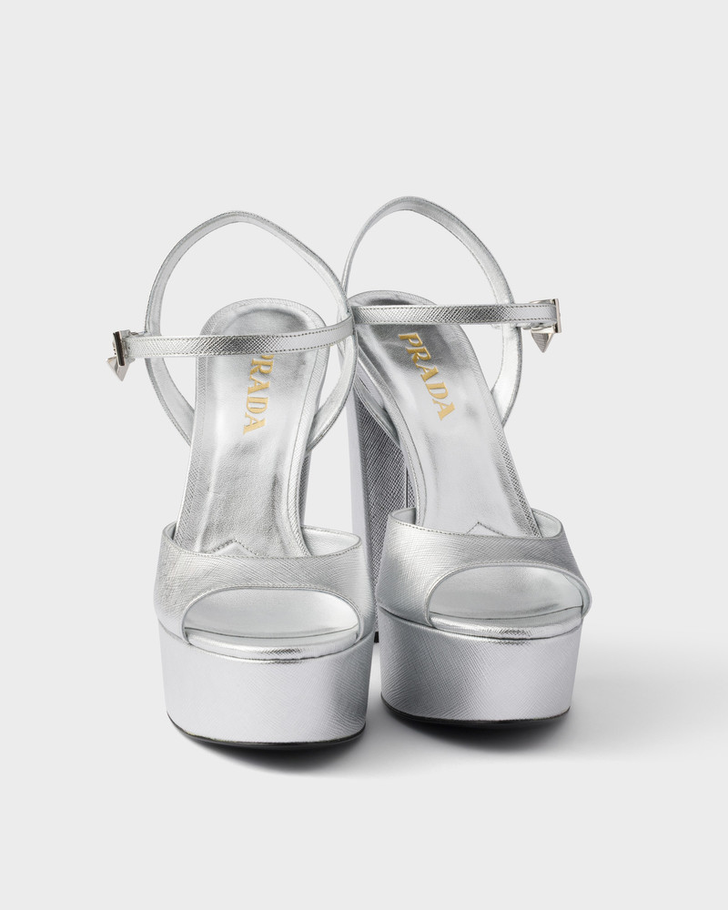 Patent Saffiano leather platform sandals 6