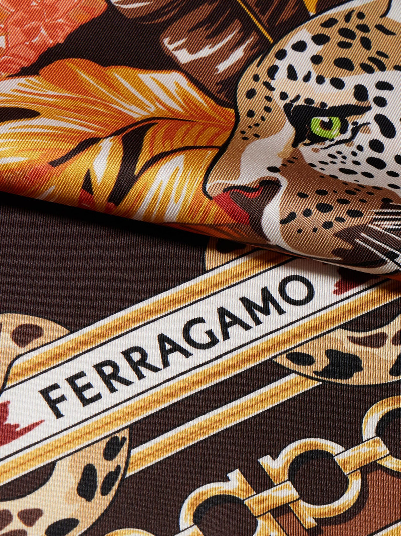 FERRAGAMO Poised leopards print silk scarf outlook