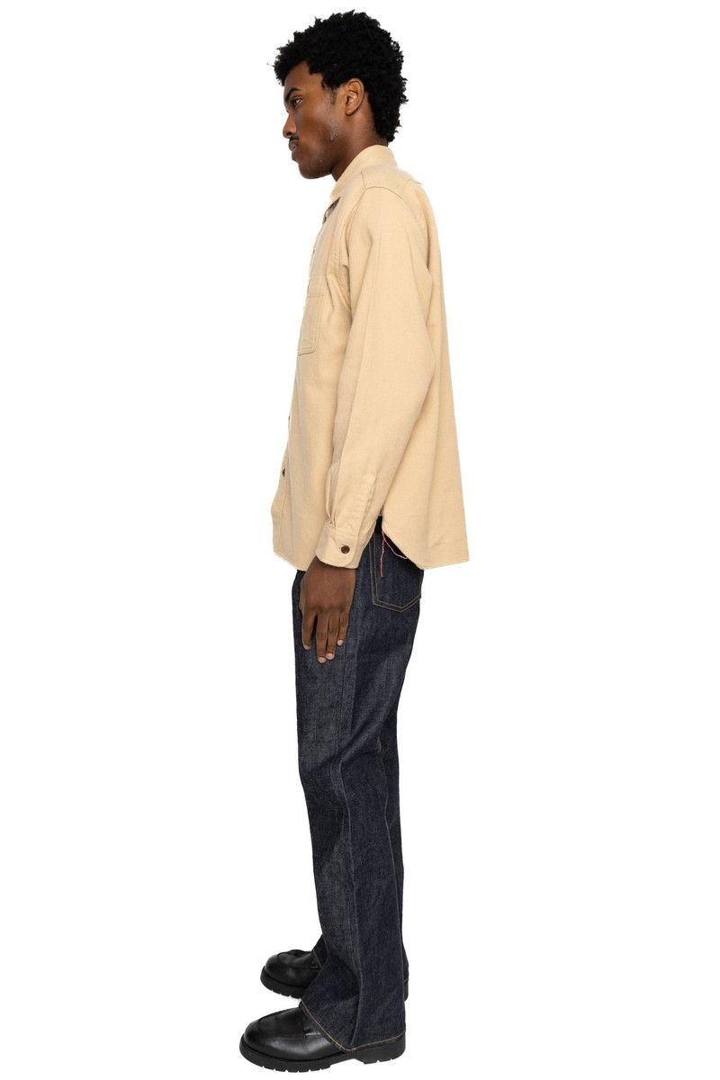 SUGAR CANE Cotton Twill L/S Work Shirt - Beige outlook