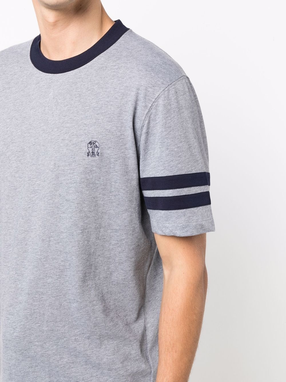 stripe-trim logo T-shirt - 5