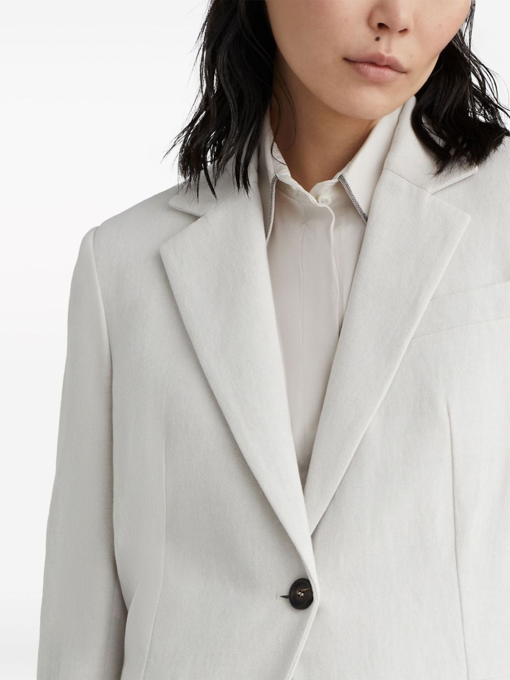 gabardine-weave single-breasted blazer - 5