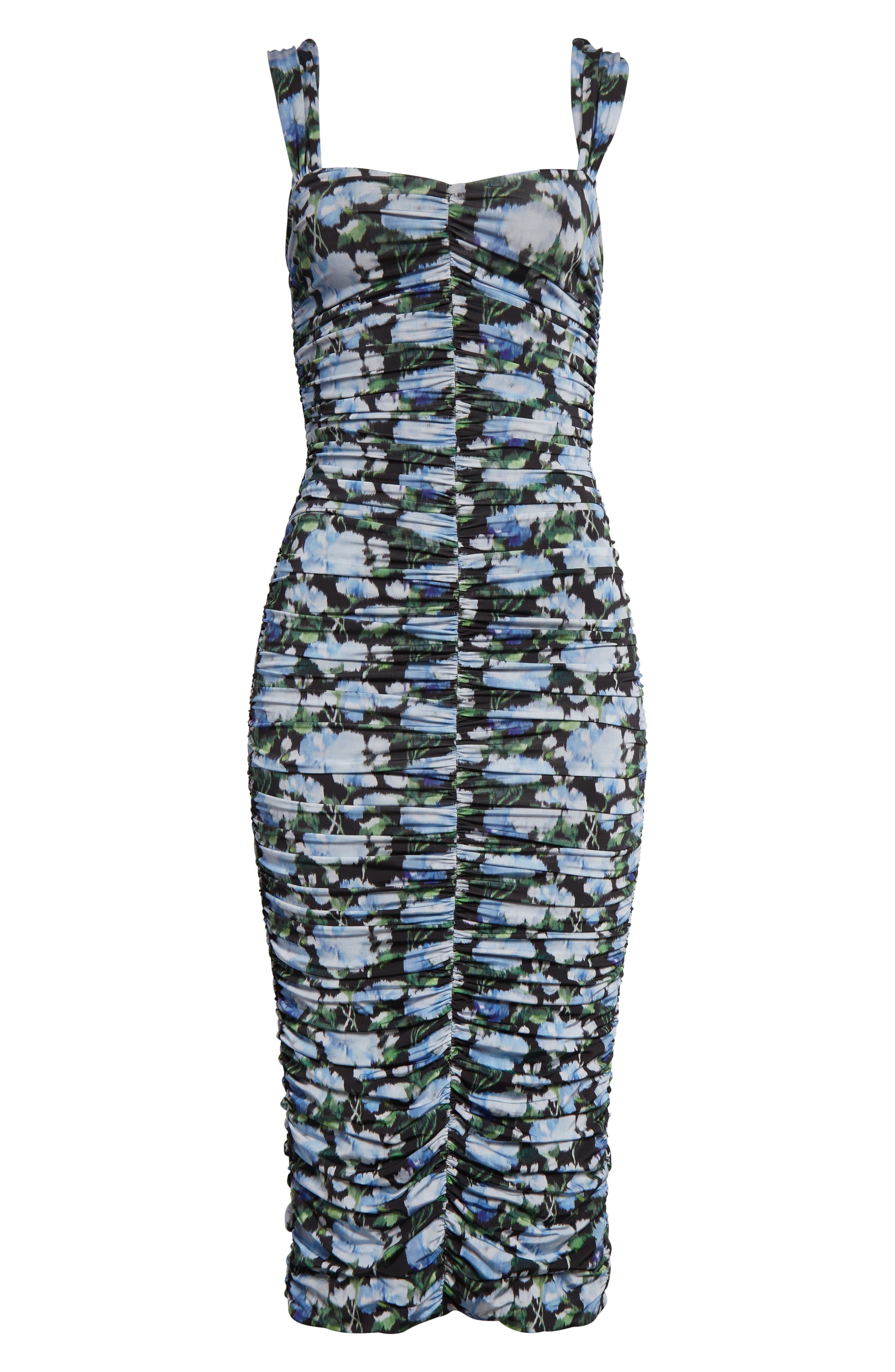 Carolina Herrera Peony Print Ruched Stretch Jersey Midi Dress in Blue Multi at Nordstrom - 5