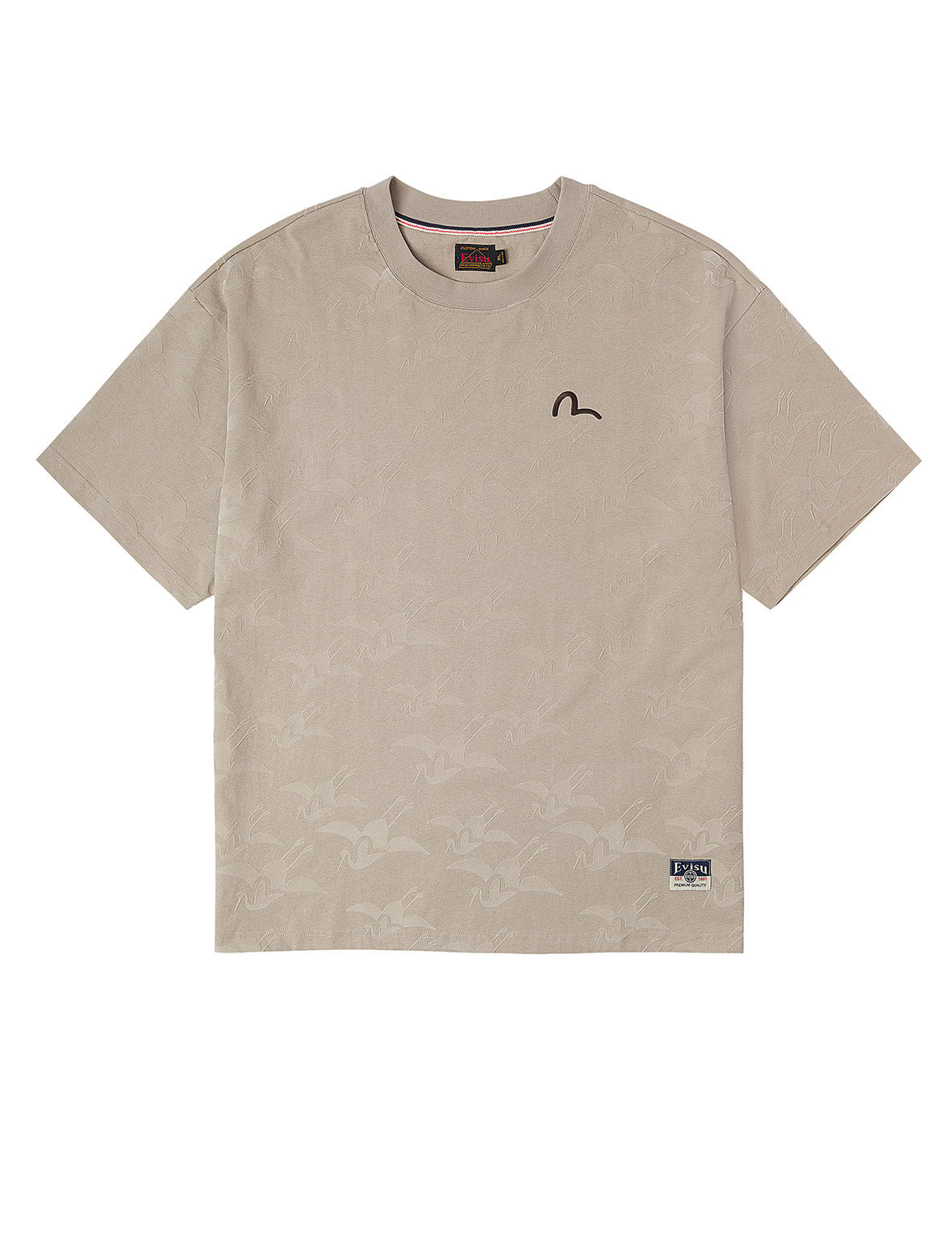 Allover Seagull Crane Flocking Print Relax Fit T-shirt - 11