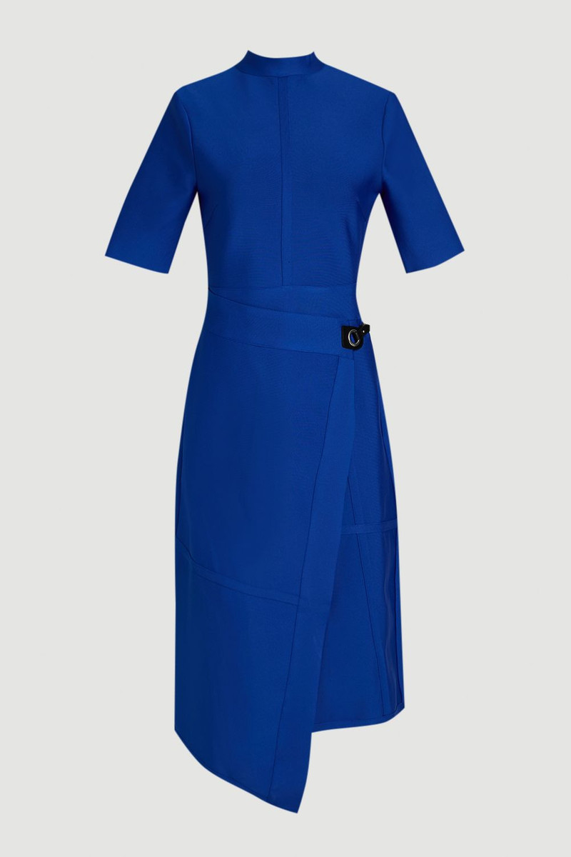 KAREN MILLEN Figure Form Bandage Asymmetric Knit Midi Dress outlook