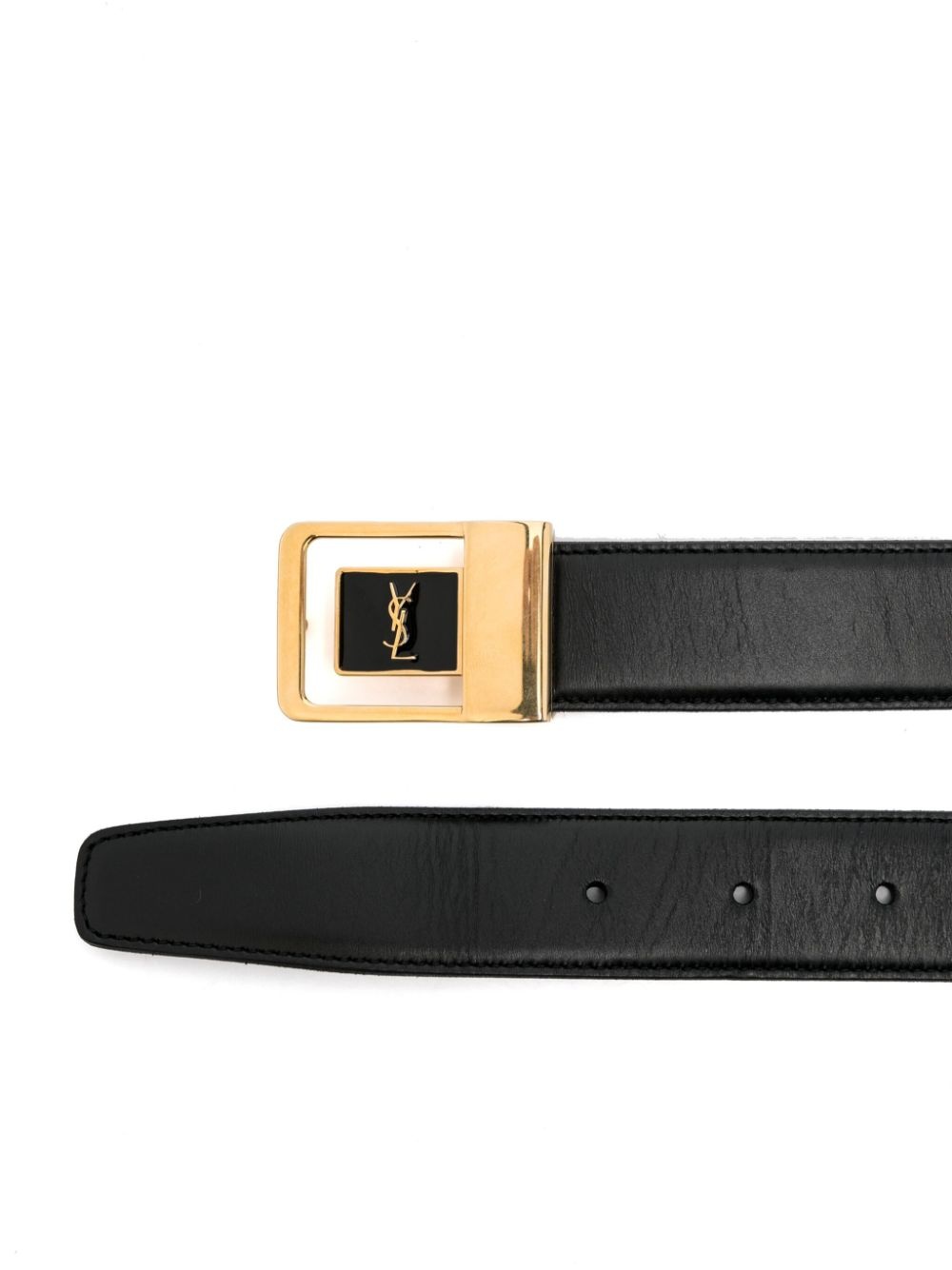 logo-plaque leather belt - 2