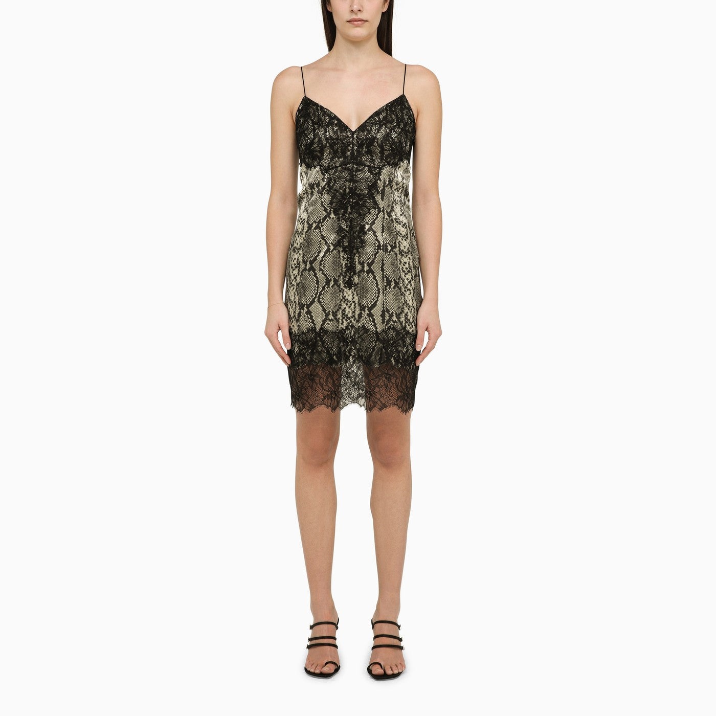 Balmain Balmain Python Motif Dress With Silk Lace | balardi | REVERSIBLE
