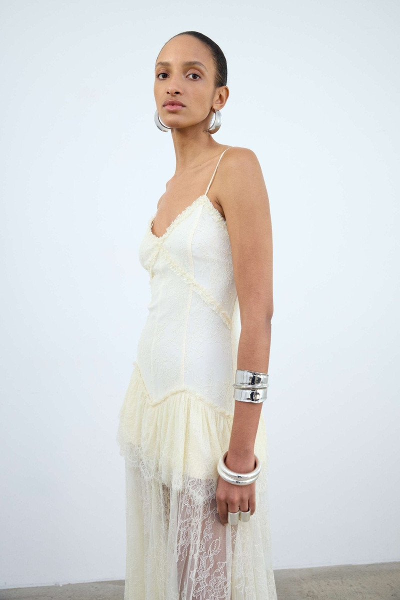 De La Vali KALA MIDI DRESS IN IVORY LACE outlook