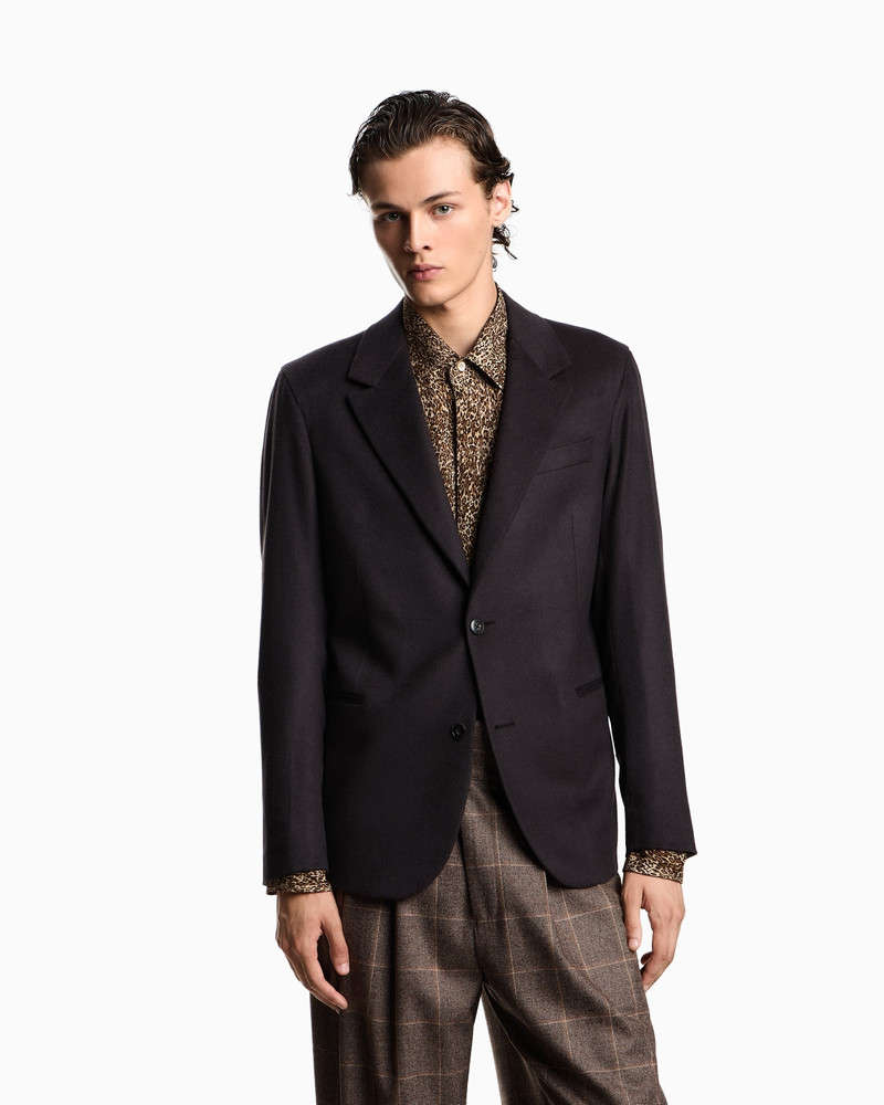 EMPORIO ARMANI SINGLE-BREASTED JACKET IN BRUSHED PURE MONGOLIAN CASHMERE outlook