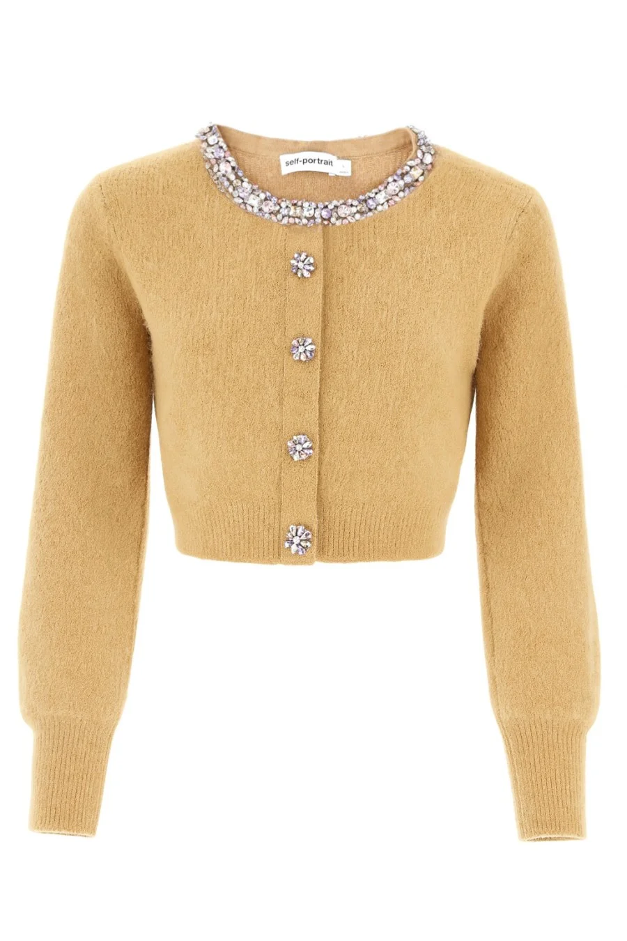 ALPACA CARDIGAN WITH RHINESTONES ON THE PROFILE - 1