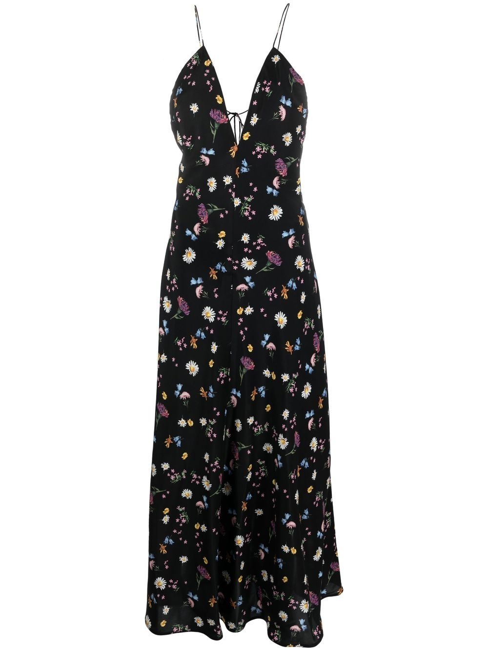 floral-print silk maxi dress - 1