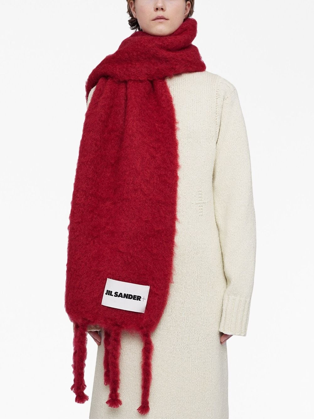 logo-patch chunky-knit scarf - 3